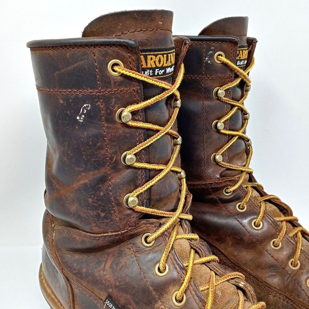 Carolina Brown Leather Work Boots Mens 12D Safety Toe EH Waterproof - Picture 3 of 12